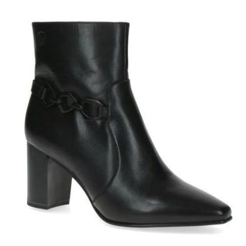 Caprice "9-25329-41 022" Leather Block Heeled Ankle Boot in Black