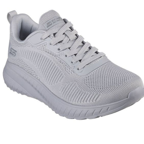 Skechers Light Grey Bobs Squad Chaos "Face Off" Lace up Trainer 117209