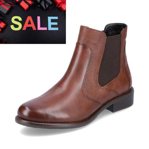 Remonte Tan Leather Ankle Boots
