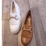 Marco Tozzi Chunky Soled Loafer in Tan (Cognac) or White