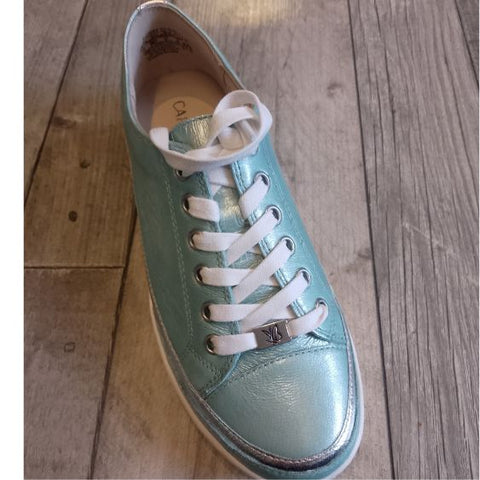 Caprice Turquoise Patent Leather  Trainers 23654