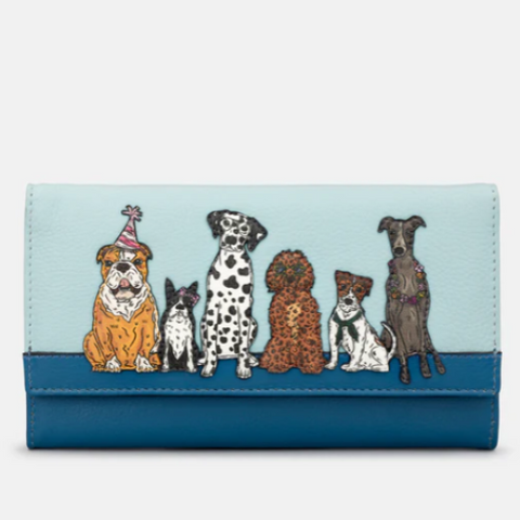 Yoshi "Party Dogs" Leather Hudson Flapover Purse Y1030