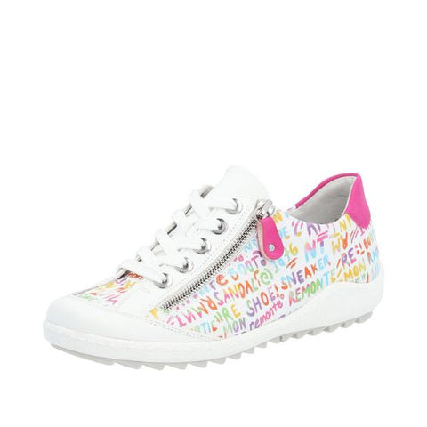 Remonte "Alabama" White and Magenta Print Trainers