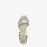 Tamaris - Pearl - Low Heel Ankle Strap Sandal in Silver Shimmer