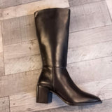 Tamaris Black Leather Block Heeled Boot