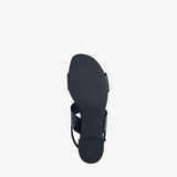 Marco Tozzi Navy Patent Block Heel Sandal