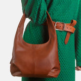 Yoshi "Meehan" Leather Slouch Shoulder Bag YB31 Brown