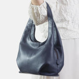 Yoshi "Meehan" Leather Slouch Shoulder Bag YB31 Navy