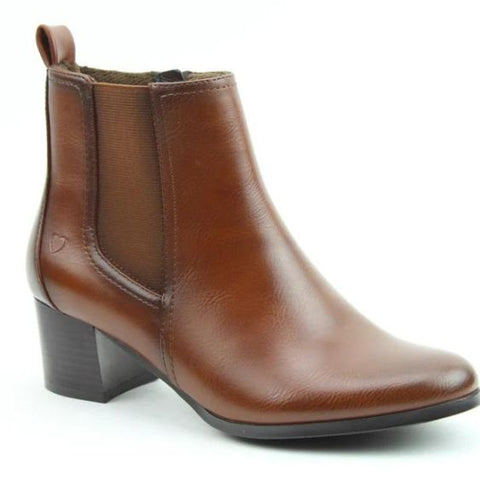 Heavenly Feet "vALE" Heeled Ankle Boot in Brown