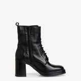Tamaris Black Leather High Rise Lace-up Ankle boot with Heel
