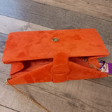 Lotus Clarinda Orange Suede Clutch Bag
