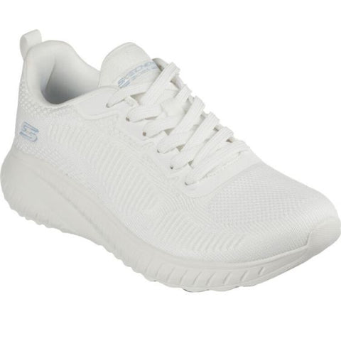 Skechers White Bobs Squad Chaos "Face Off" Lace up Trainer 117209
