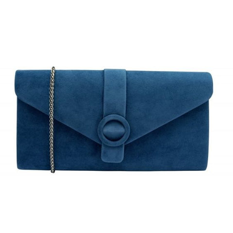 Lotus Clarinda Teal Blue Suede Clutch Bag