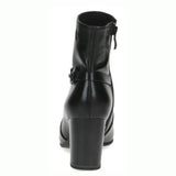 Picure of Caprice "9-25329-41 022" Leather Block Heeled Ankle Boot in Black