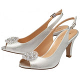 Lotus "Elodie" Silver Shimmer Heeled Sandal