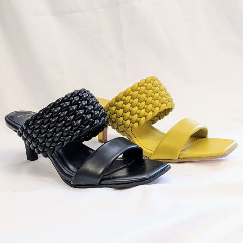 Marco Tozzi - Low Heeled Mule with Woven Strap Detailing and Kitten Heel
