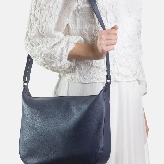 Navy leather hobo bag cheap
