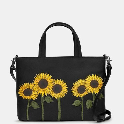Yoshi Black Leather "Sunflowers" Multi-way Grab Bag