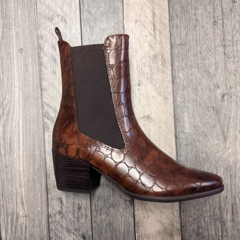 Marco Tozzi Clean Line Cowgirl Boots in Brown