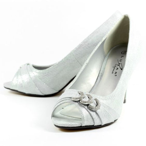 Lunar " Lyla" Silver Peep Toe Court Shoe