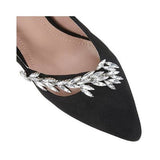 Lotus Black "Alyssa" Diamante Trim Court Shoe
