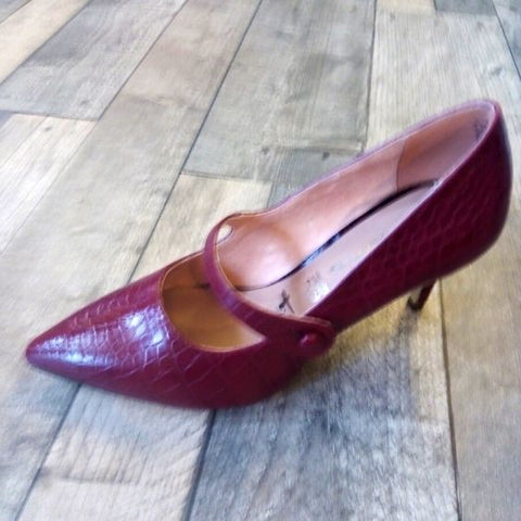 Tamaris Merlot/ Dark Red Croco Court Shoe