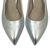 Lunar  "Petal" Pointed Toe Court Shoe in Metallic Pewter