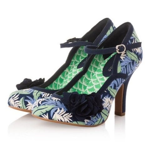 Ruby Shoo "Danica"  Blue Floral Heeled Shoe