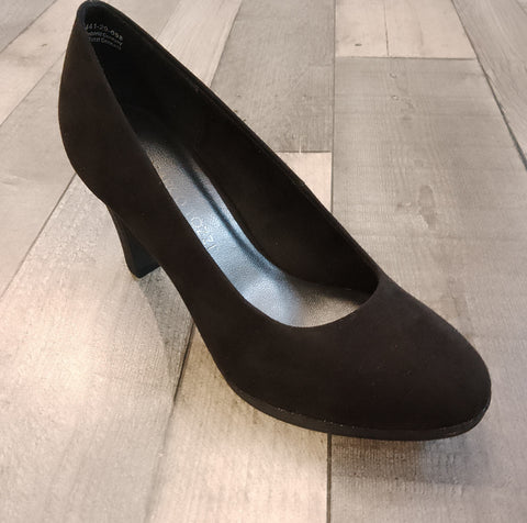 Marco Tozzi Black Sparkle Heel Court Shoe