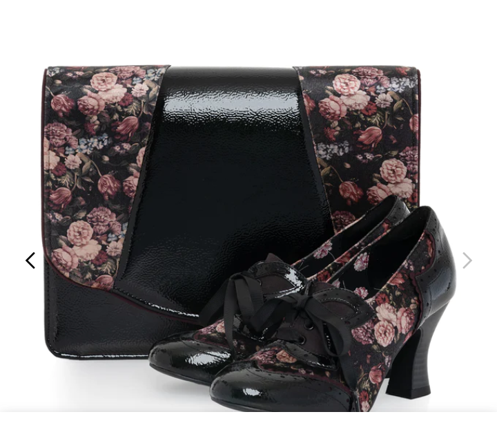 Ruby Shoo Dames Daisy Lace Up Brogue Schoenlaarzen, Zwart Bloemetje, 39 EU Ruby Shoo Dames Daisy Lace Up Brogue Schoenlaarzen, Zwart Bloemetje, 39 EU