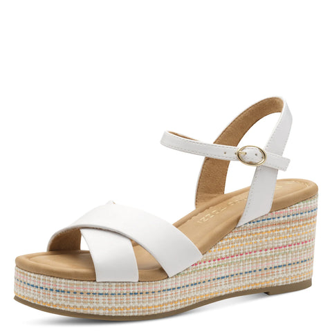 Marco Tozzi White Platform Wedge Sandal