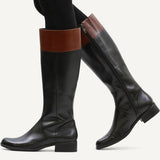 Caprice Two Tone Knee Length Black/Tan Leather Boots