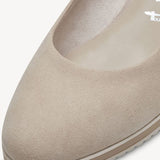 Tamaris Nude Suede Leather Wedge Shoe