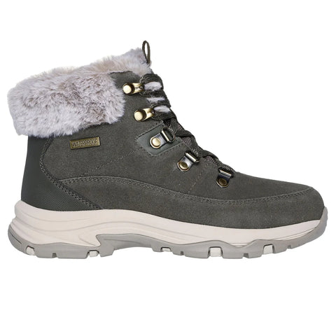 Skechers Trego Snow Worries Waterproof Ankle Boot in Olive