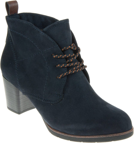 Marco Tozzi Navy Lace-up Heeled Ankle Boot