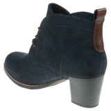 Marco Tozzi Navy Lace-up Heeled Ankle Boot