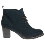 Marco Tozzi Navy Lace-up Heeled Ankle Boot