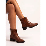 Lunar Izzie Tan Button Ankle Boot