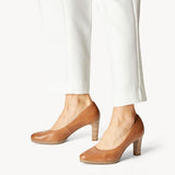 Tamaris "Cognac" Tan Leather Court Shoe