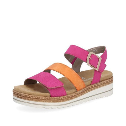 Remonte Pink and Orange Adjustable Leather Sandal