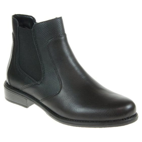 Remonte Black Leather Ankle Boots