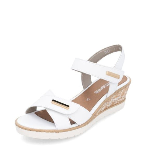 Remonte White  Leather Wedge Sandal