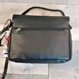 Yoshi Black Leather "Bexley" Flap Over Shoulder Bag