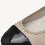 Tamaris Beige and Black Leather Ballerina Pump