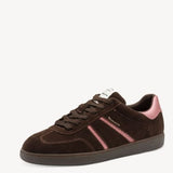 Tamaris Suede Trainer in Mocha Brown