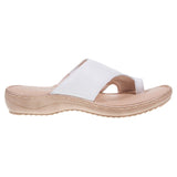 Marco Tozzi White Leather Toe Loop Sandals