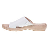 Marco Tozzi White Leather Toe Loop Sandals