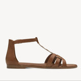 Tamaris "1-28130-42-305" Flat Gladiator Sandal in Cognac