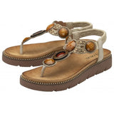 Lotus "Alcina" Bejewelled Toe-Post Sandal in Natural