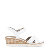 Remonte White  Leather Wedge Sandal